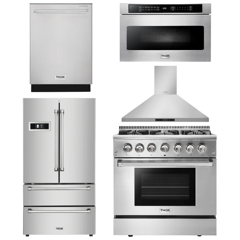 Thor Kitchen 36 in. Propane Gas Burner/Electric Oven Range, Range Hood, Microwave Drawer, Refrigerator, Dishwasher, AP-HRD3606ULP-7