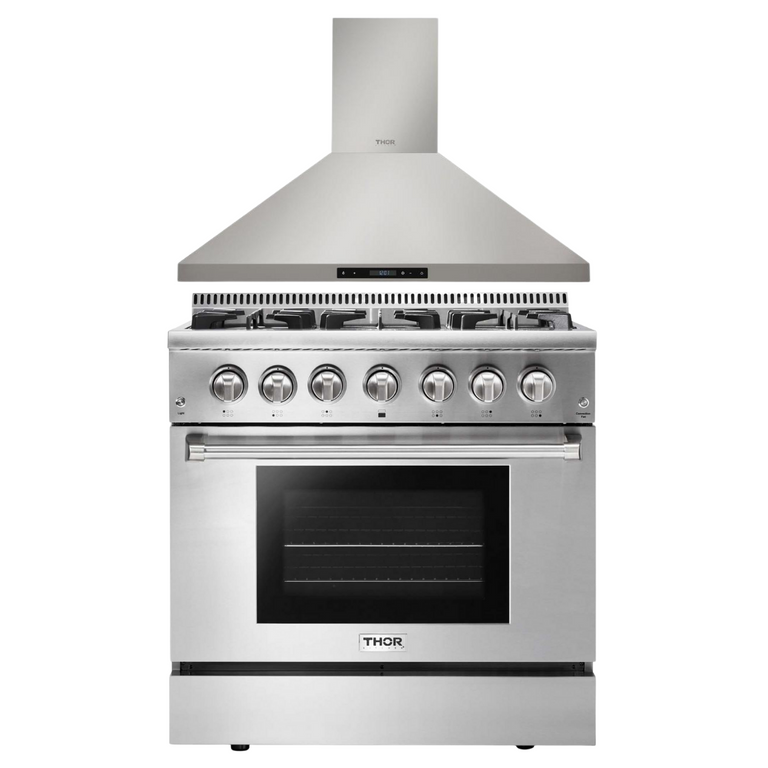 Thor Kitchen 36 in. Propane Gas Burner/Electric Oven Range and Range Hood Package, AP-HRD3606ULP