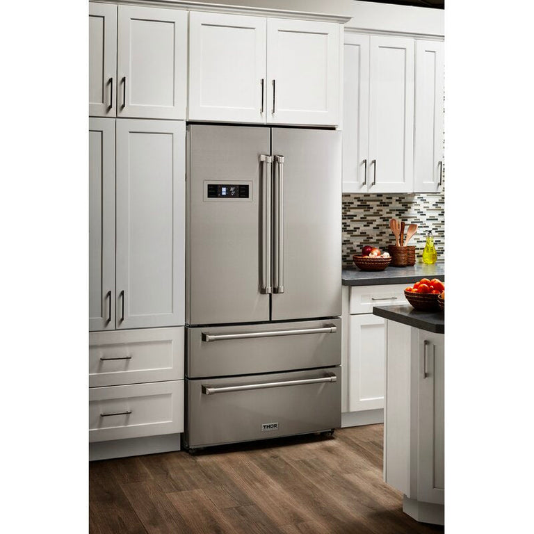 Thor Kitchen Package - 36" Gas Rangetop, Range Hood, Wall Oven, Refrigerator, Dishwasher, AP-HRT3618U-4