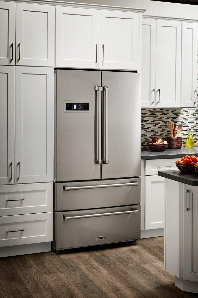 Thor Appliance Bundle - 48 In. Gas Range, Range Hood, Refrigerator, Dishwasher, Wine Cooler, AB-LRG4807U-W-3