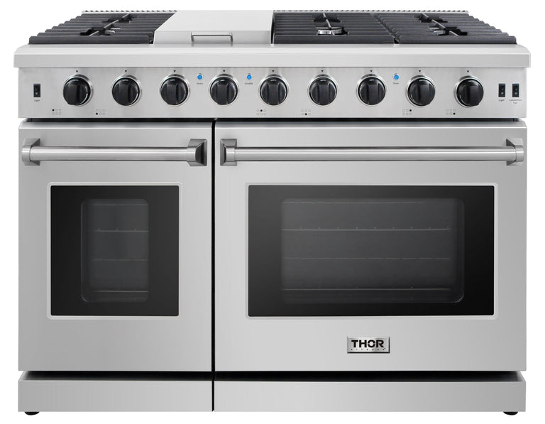 Thor Kitchen Package - 48 In. Gas Range, Range Hood, Refrigerator, Dishwasher, Wine Cooler, Microwave, AP-LRG4807U-20