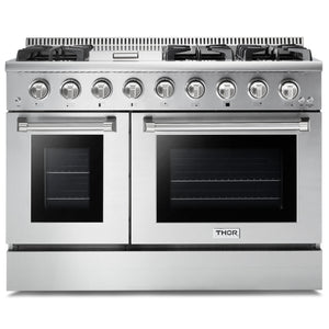 THOR Kitchen 48 in. 6.7 cu. ft. Professional Natural Gas Range in Stainless Steel, HRG4808U