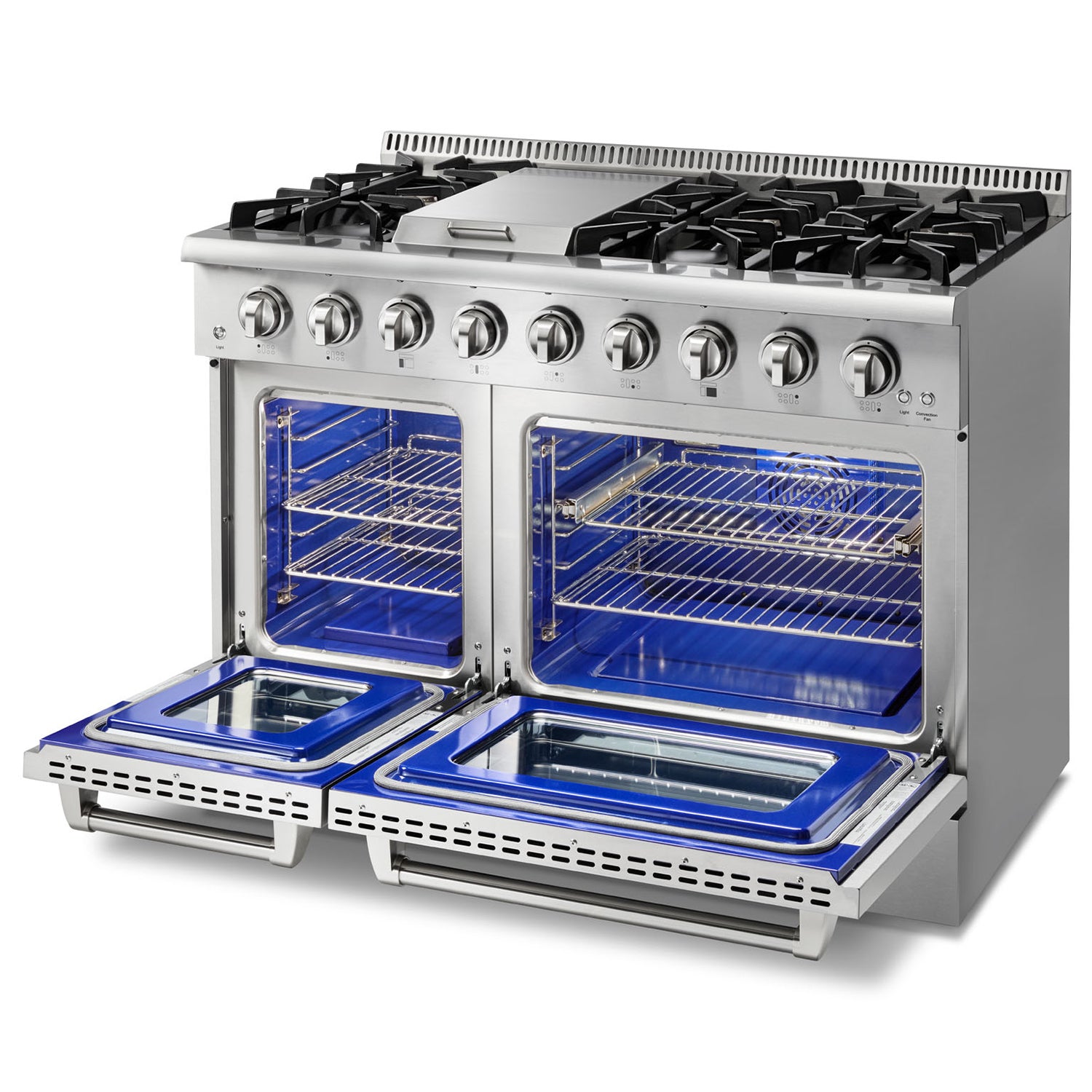 THOR Kitchen 48 in. 6.7 cu. ft. Professional Propane Gas Range in Stai