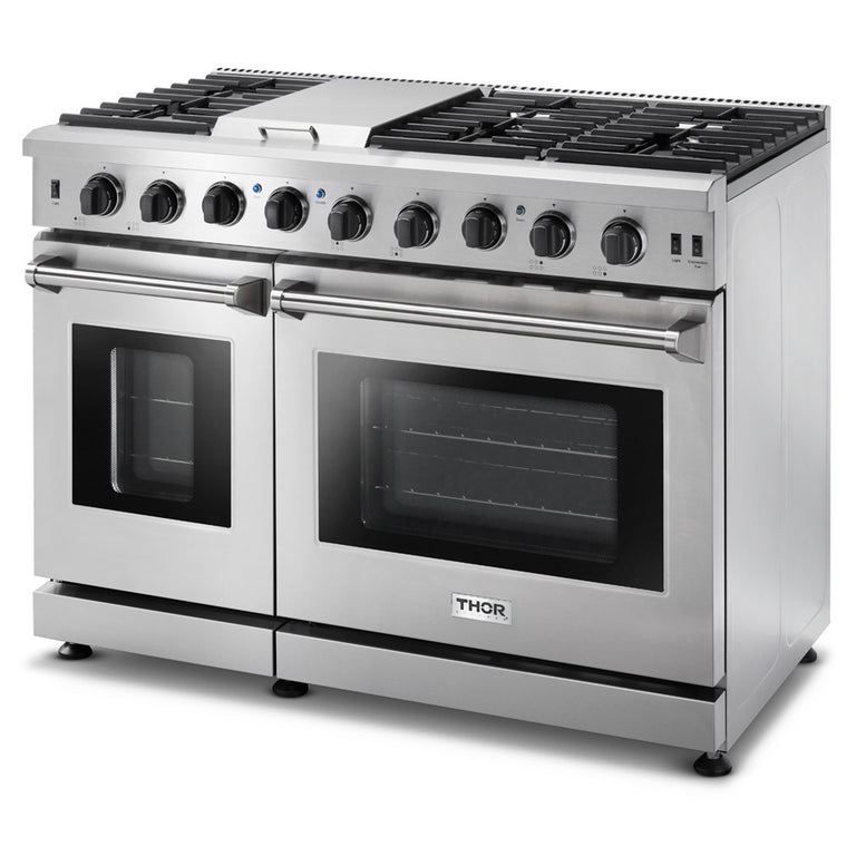 Thor Kitchen 48 in. 6.8 cu. ft. Double Oven Natural Gas Range in Stainless Steel, LRG4807U