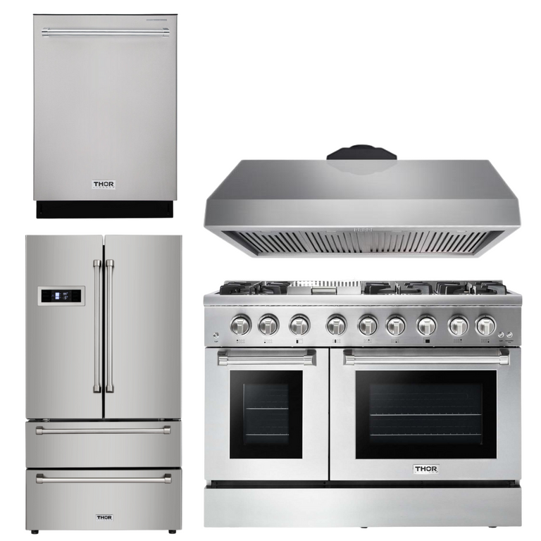 Thor Kitchen 48 in. Propane Gas Burner/Electric Oven Range 4 Piece Professional Package, AP-HRD4803ULP-3