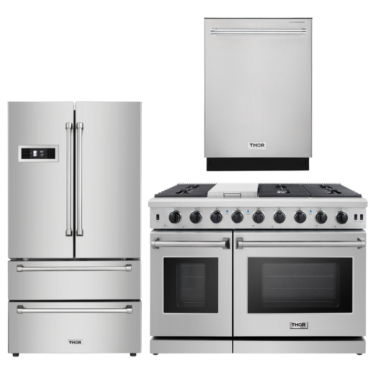 Thor Kitchen 48 in. Propane Gas Range, Counter-Depth Refrigerator, and Dishwasher Package, AP-LRG4807ULP-2