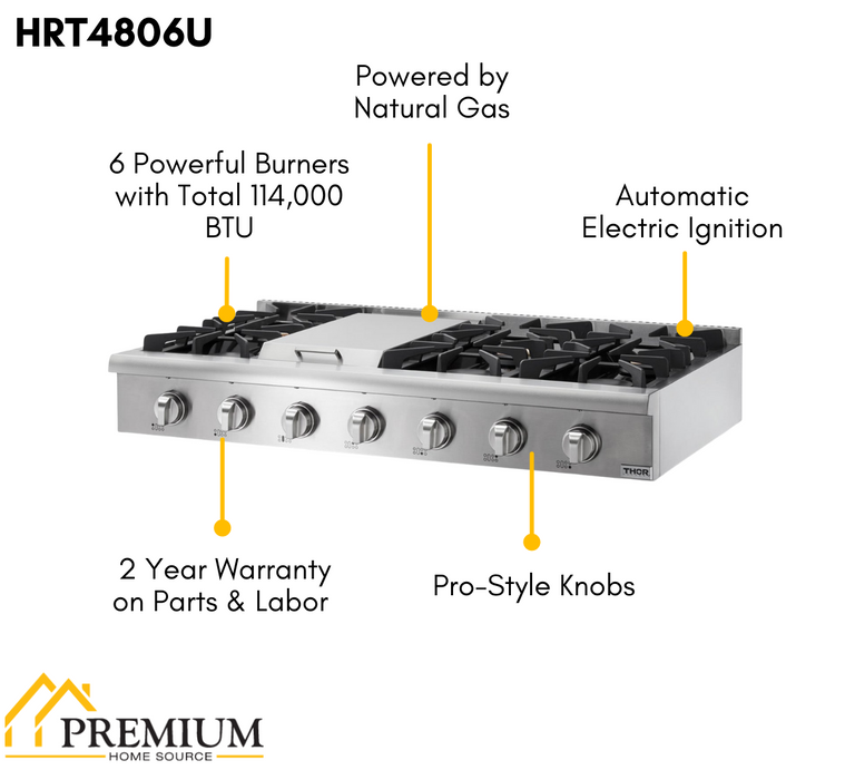 48 Inch-Gas-Rangetop-with-Built-In-Griddle