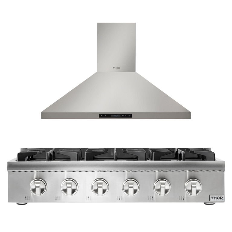 Thor Kitchen Appliance Package - 36 In. Propane Gas Rangetop and Range Hood, AP-HRT3618ULP