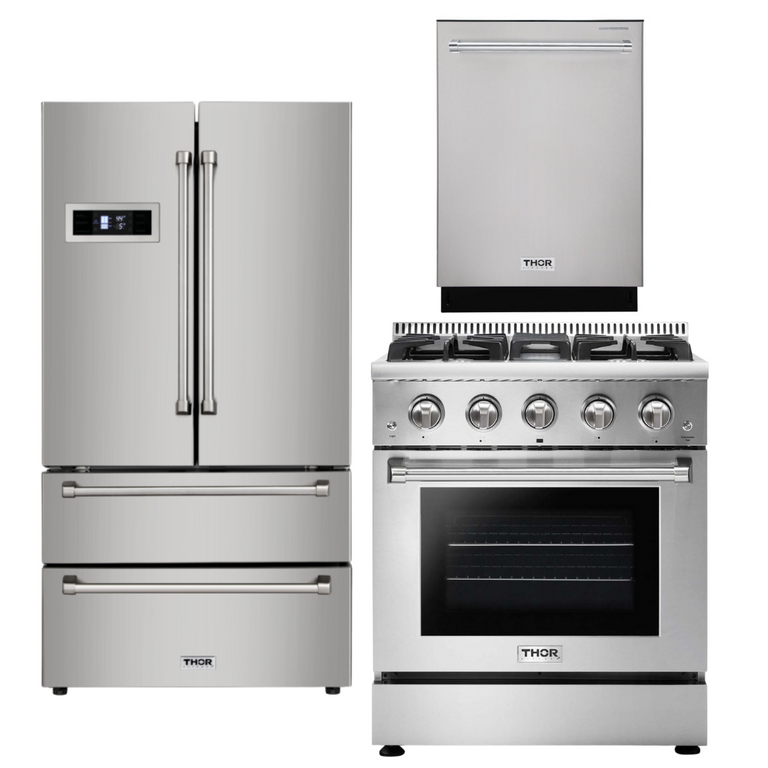 Thor Kitchen Package - 30 in. Natural Gas Range, Refrigerator & Dishwasher AP-HRG3080U-2