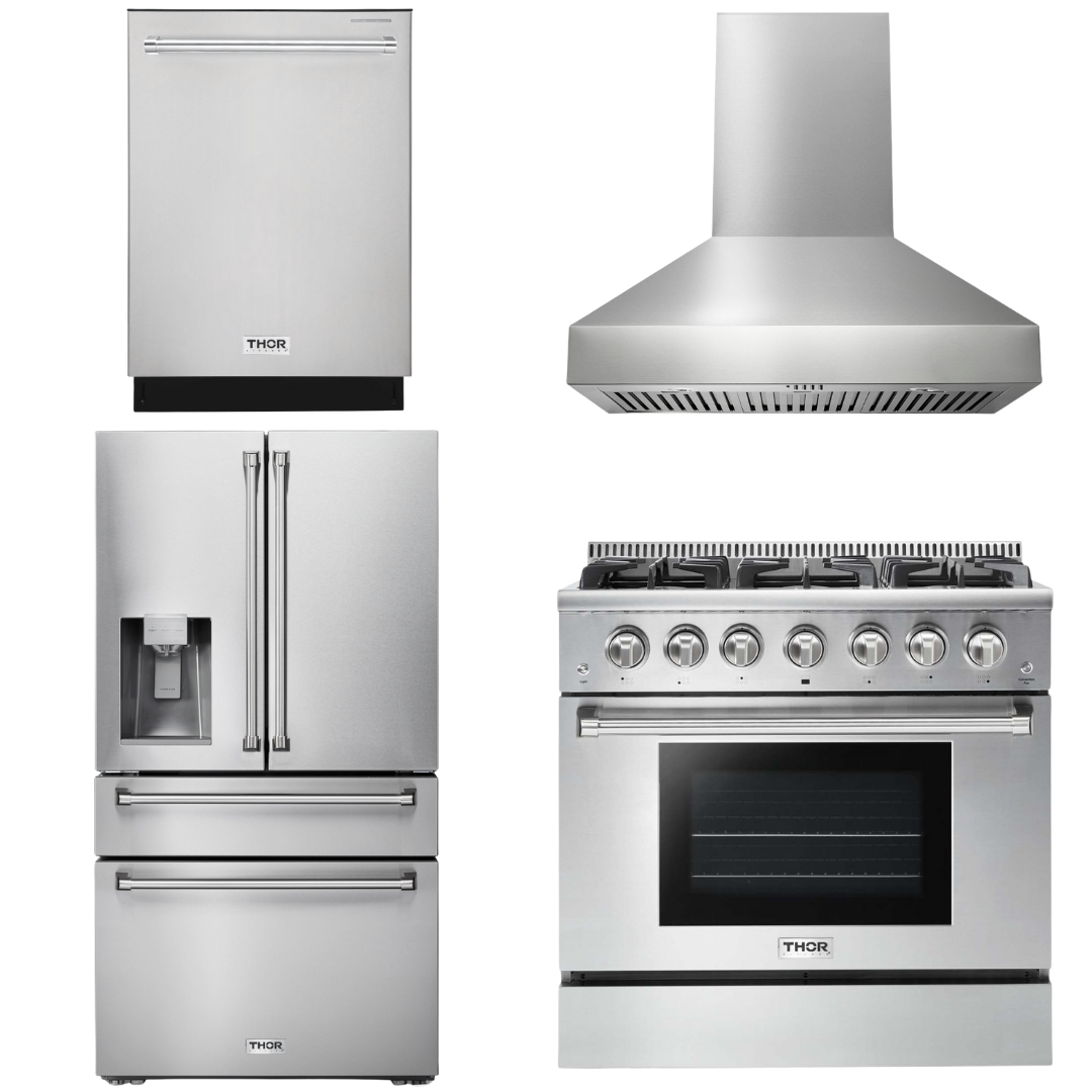Thor Kitchen Package 36" Propane Gas Range, Range Hood, Refrigerator
