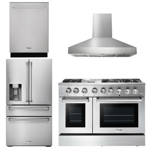 THOR Kitchen Package - 48" Propane Gas Burner, Electric Oven Range, Range Hood, Refrigerator, Dishwasher, AP-HRD4803ULP-W-7