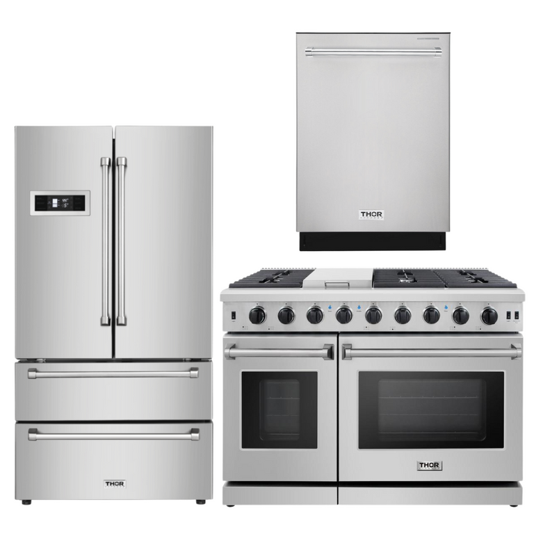 Thor Kitchen Package - 48 in. Gas Range, Dishwasher, Refrigerator, AP-LRG4807U-2