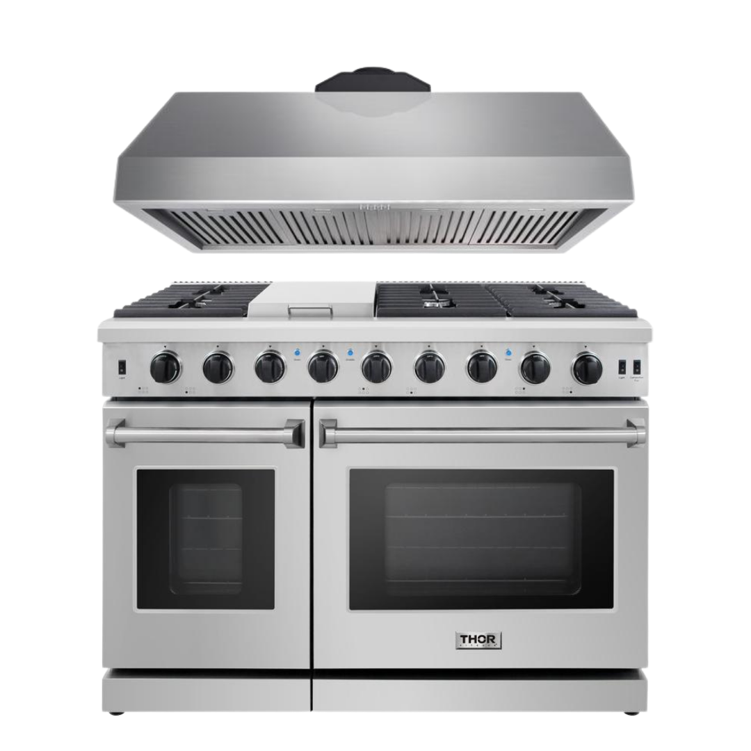 Thor Kitchen Package - 48 in. Gas Range & Range Hood, AP-LRG4807U