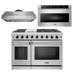 Thor Kitchen Package - 48 in. Gas Range, Range Hood and Microwave Drawer, AP-LRG4807U-5