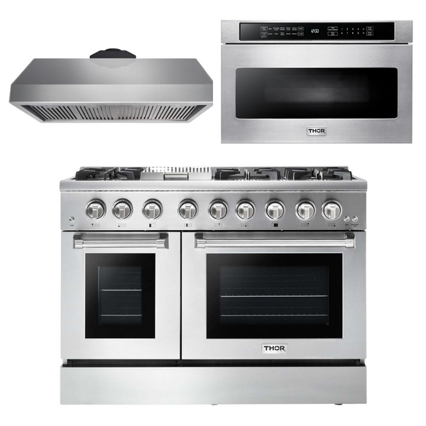 Thor Kitchen Package 48" Propane Dual Fuel Range, Range Hood, Microw