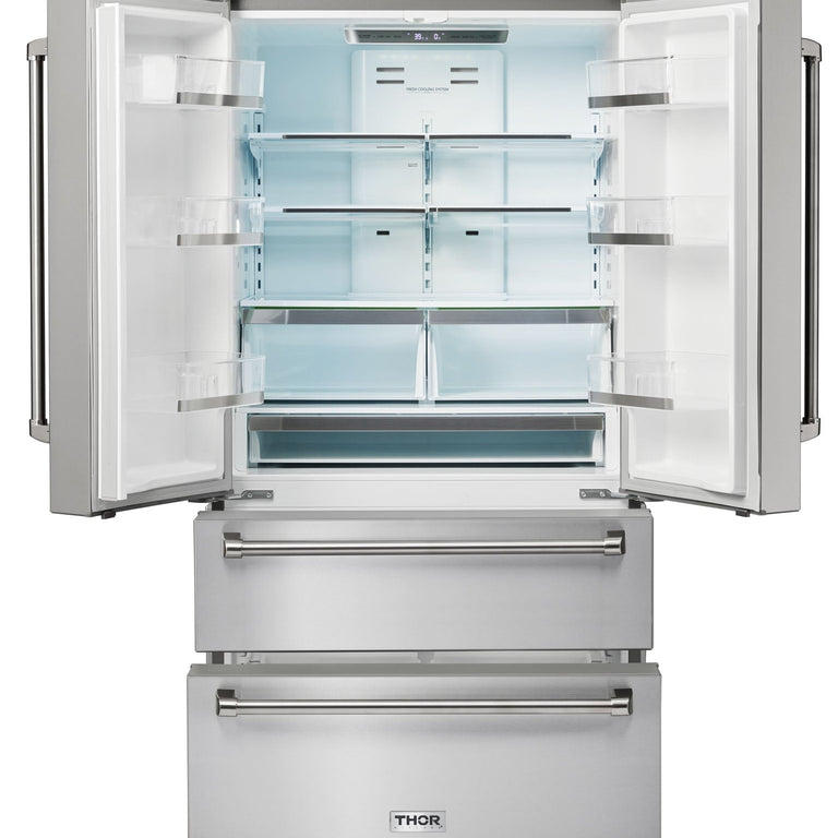 Thor Kitchen Appliance Package - 36 In. Gas Range, Range Hood, Refrigerator, Dishwasher, AP-TRG3601-W-2