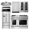 Thor Kitchen Professional Package 48 in. Gas Range, Range Hood, Refrigerator, Dishwasher, Microwave Drawer, Wine Cooler, AP-HRG4808U-8