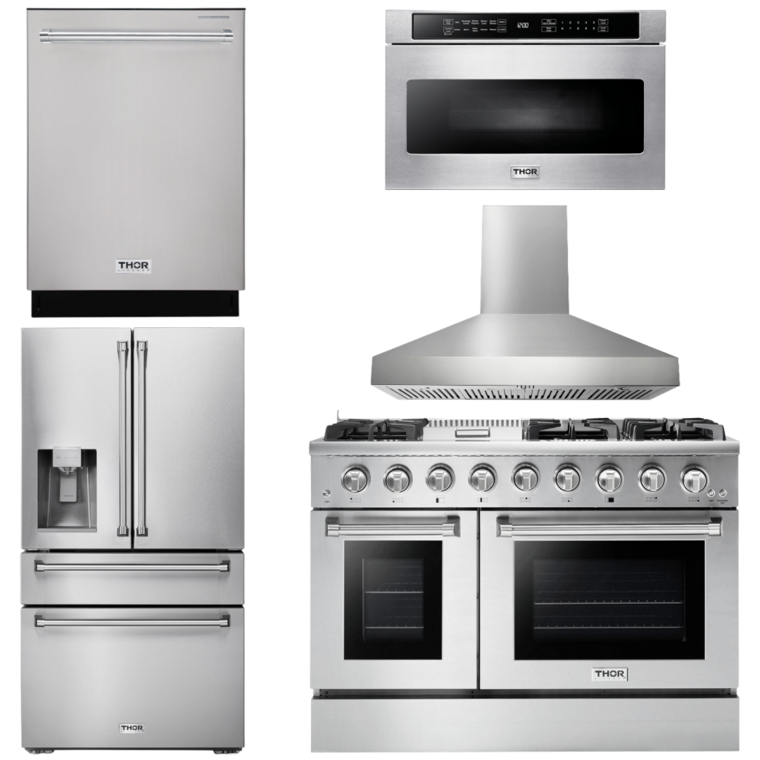 Thor Kitchen Package 48" Gas Range, Range Hood, Refrigerator with Wate