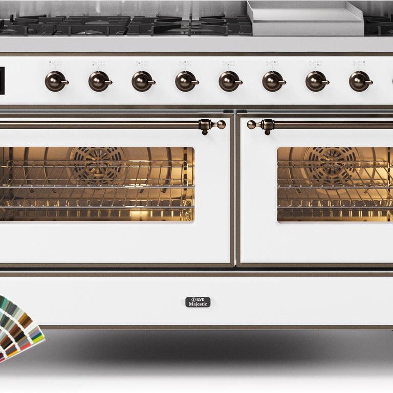 ILVE Majestic II 60" Natural Gas Burner, Electric Oven Range in Custom RAL Color with Bronze Trim, UM15FDNS3RALBNG