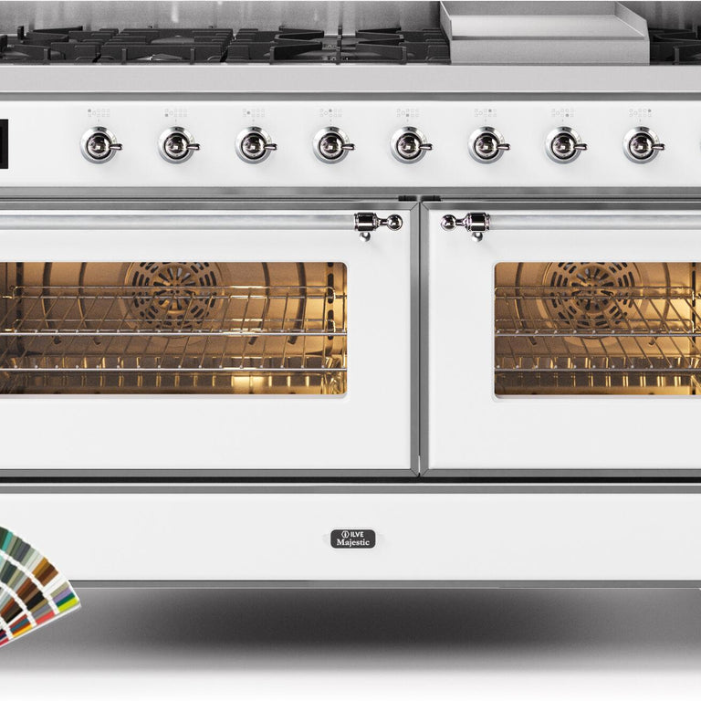ILVE Majestic II 60" Propane Gas Burner, Electric Oven Range in Custom RAL Color with Chrome Trim, UM15FDNS3RALCLP
