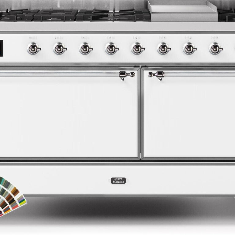 ILVE Majestic II 60" Natural Gas Burner, Electric Oven Range in Custom RAL Color with Bronze Trim, UM15FDQNS3RALBNG