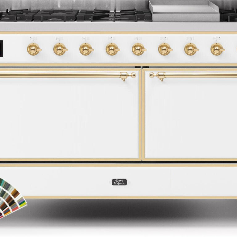 ILVE Majestic II 60" Propane Gas Burner, Electric Oven Range in Custom RAL Color with Brass Trim, UM15FDQNS3RALGLP