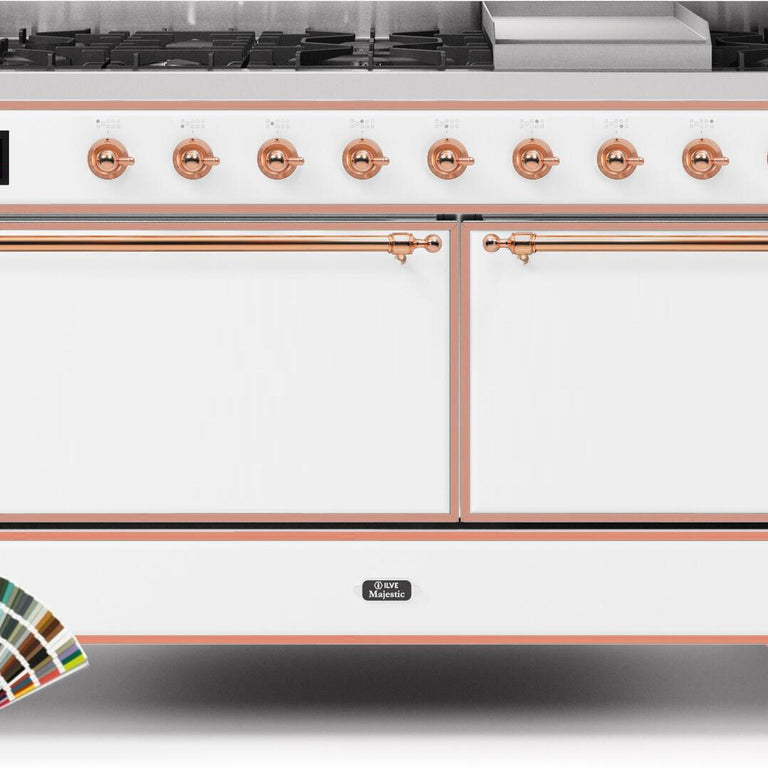 ILVE Majestic II 60" Natural Gas Burner, Electric Oven Range in Custom RAL Color with Copper Trim, UM15FDQNS3RALPNG