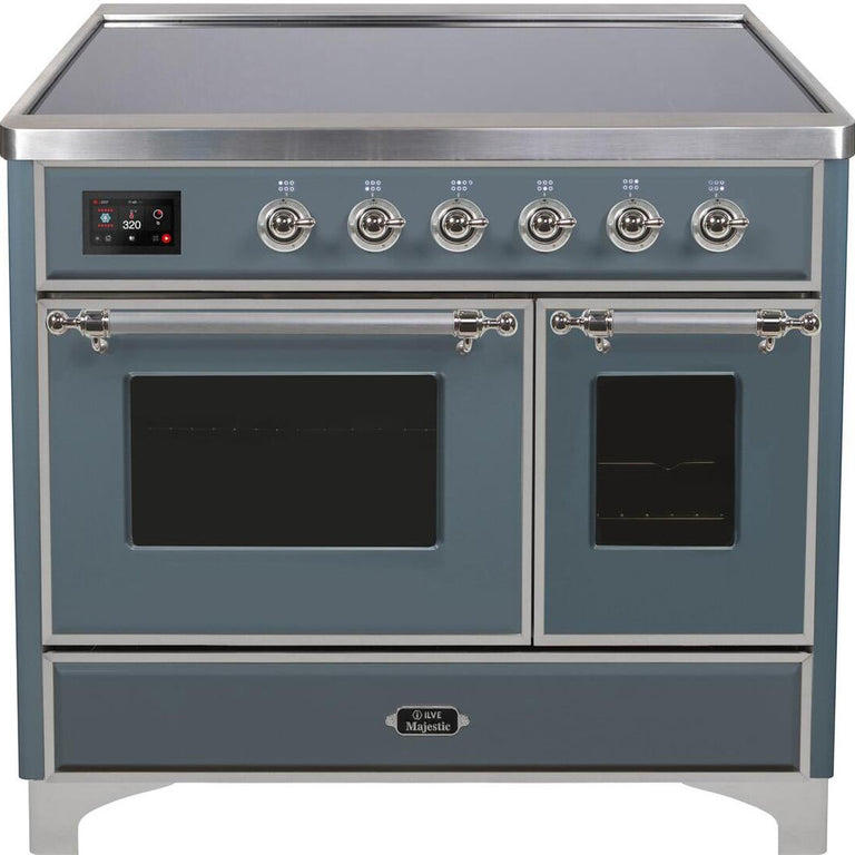 ILVE Majestic II 40" Induction Range in Blue Grey with Chrome Trim, UMDI10NS3BGC