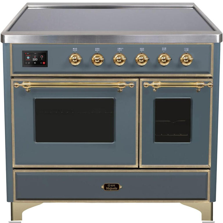 ILVE Majestic II 40" Induction Range in Blue Grey with Brass Trim, UMDI10NS3BGG