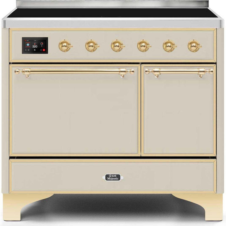 ILVE Majestic II 40" Induction Range in Antique White with Brass Trim, UMDI10QNS3AWG