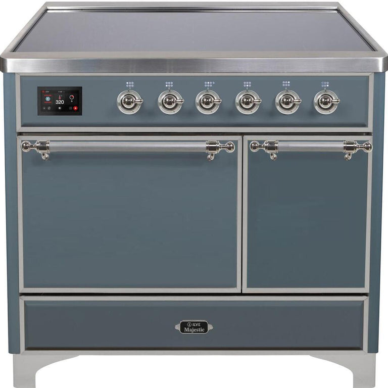 ILVE Majestic II 40" Induction Range in Blue Grey with Chrome Trim, UMDI10QNS3BGC