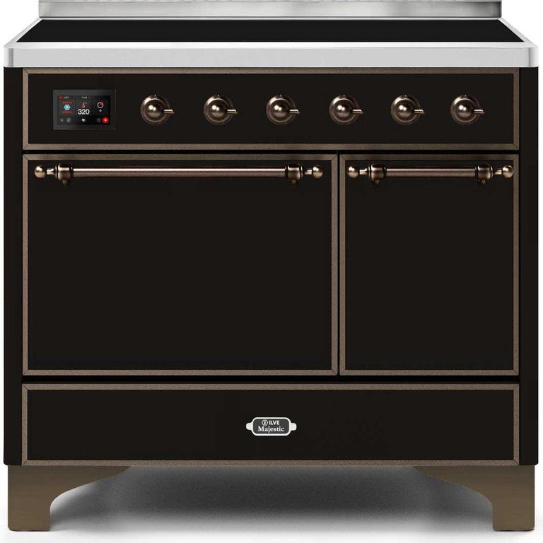 ILVE Majestic II 40" Induction Range in Glossy Black with Bronze Trim, UMDI10QNS3BKB