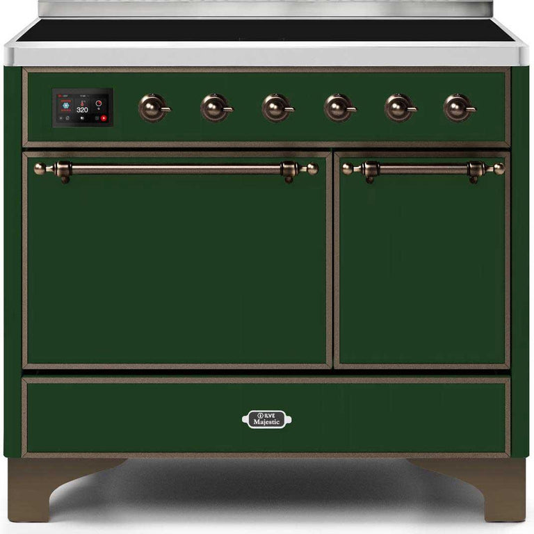 ILVE Majestic II 40" Induction Range in Emerald Green with Bronze Trim, UMDI10QNS3EGB