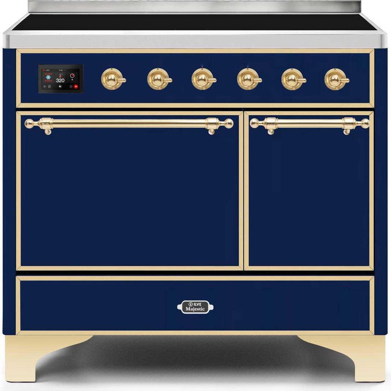ILVE Majestic II 40" Induction Range in Midnight Blue with Brass Trim, UMDI10QNS3MBG