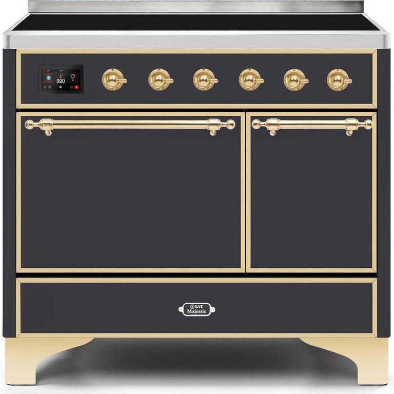 ILVE Majestic II 40" Induction Range in Matte Graphite with Brass Trim, UMDI10QNS3MGG