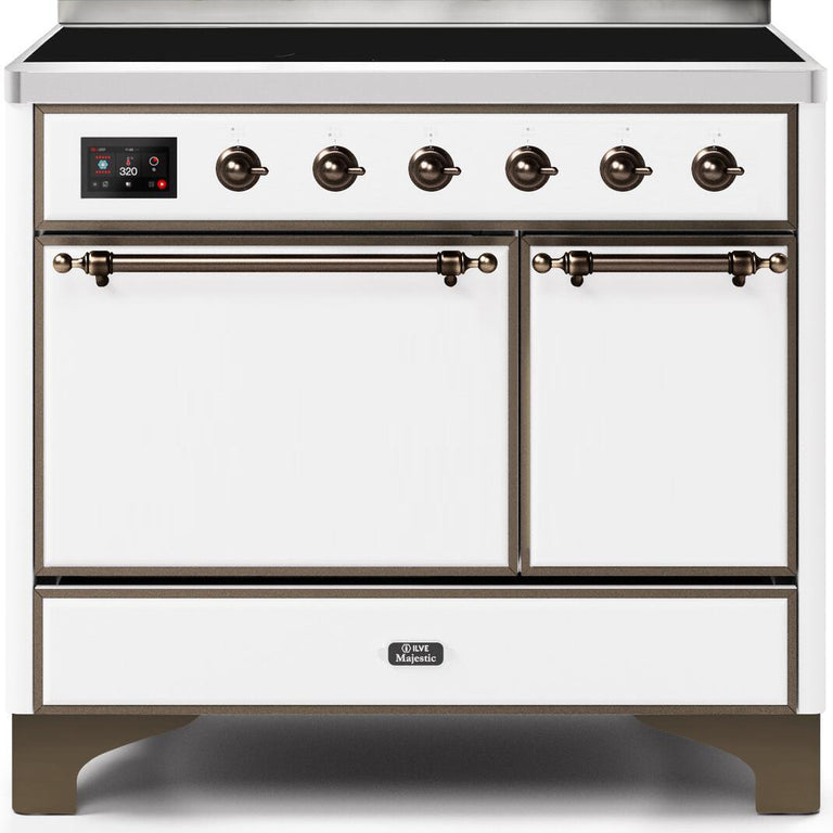 ILVE Majestic II 40" Induction Range in White with Bronze Trim, UMDI10QNS3WHB