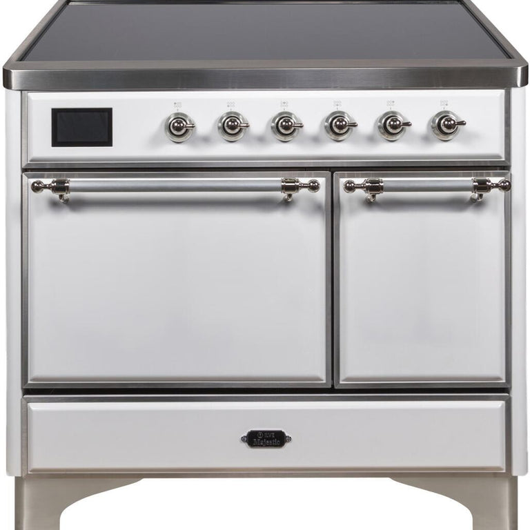 ILVE Majestic II 40" Induction Range in White with Chrome Trim, UMDI10QNS3WHC