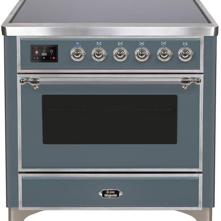 ILVE Majestic II 36" Induction Range in Blue Grey with Chrome Trim, UMI09NS3BGC