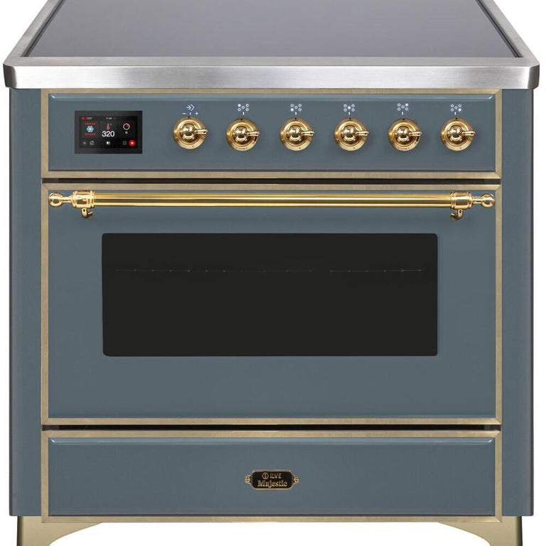ILVE Majestic II 36" Induction Range in Blue Grey with Brass Trim, UMI09NS3BGG
