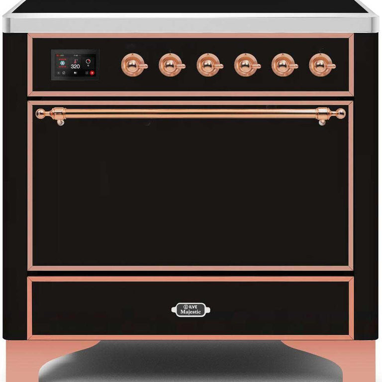 ILVE Majestic II 36" Induction Range in Glossy Black with Copper Trim, UMI09QNS3BKP