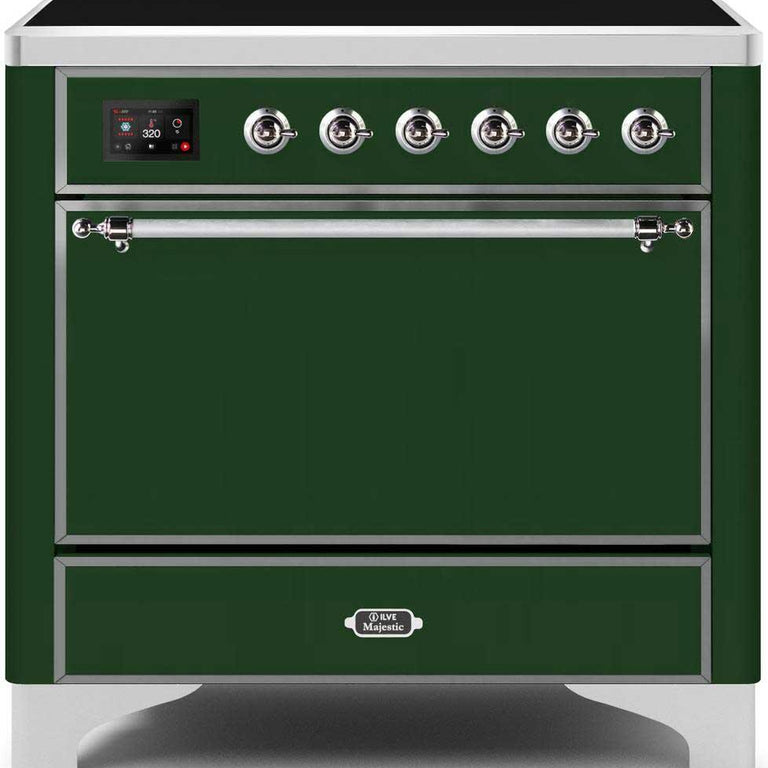 ILVE Majestic II 36" Induction Range in Emerald Green with Chrome Trim, UMI09QNS3EGC