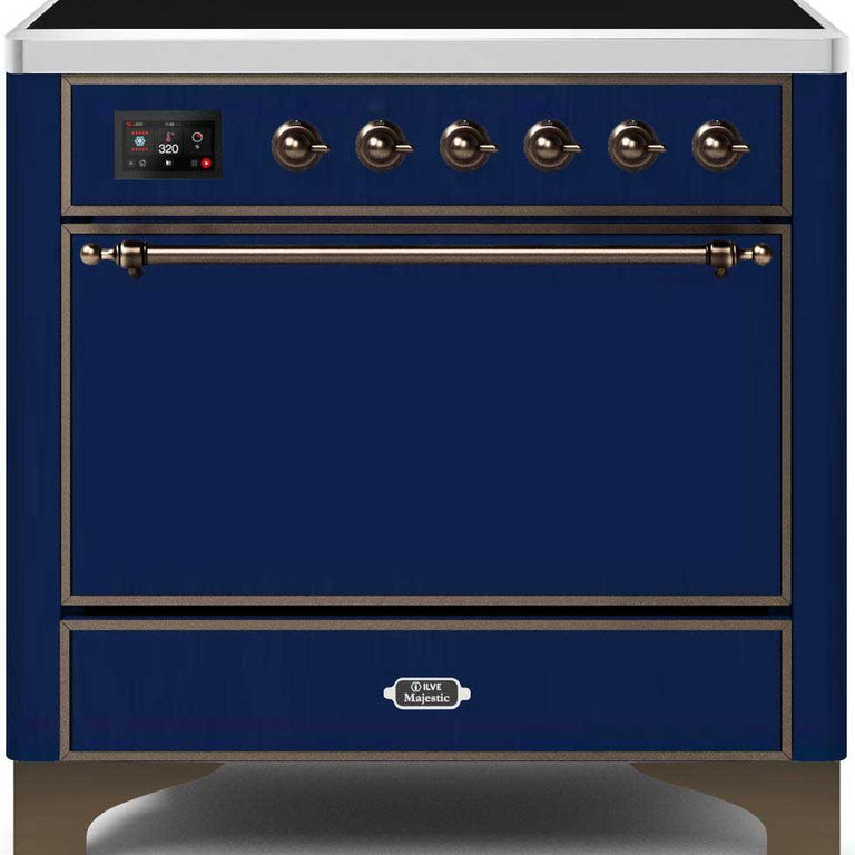 ILVE Majestic II 36" Induction Range in Midnight Blue with Bronze Trim, UMI09QNS3MBB