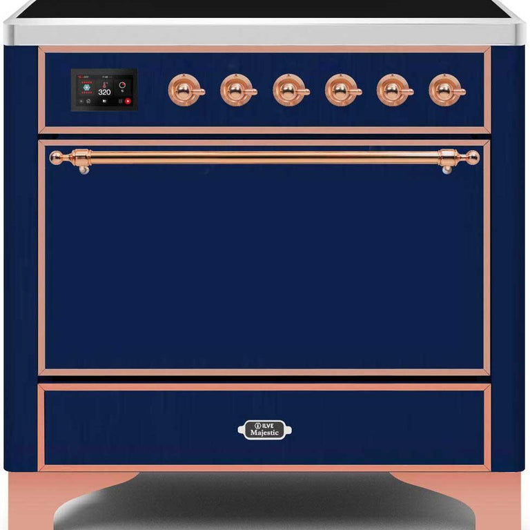 ILVE Majestic II 36" Induction Range in Midnight Blue with Copper Trim, UMI09QNS3MBP