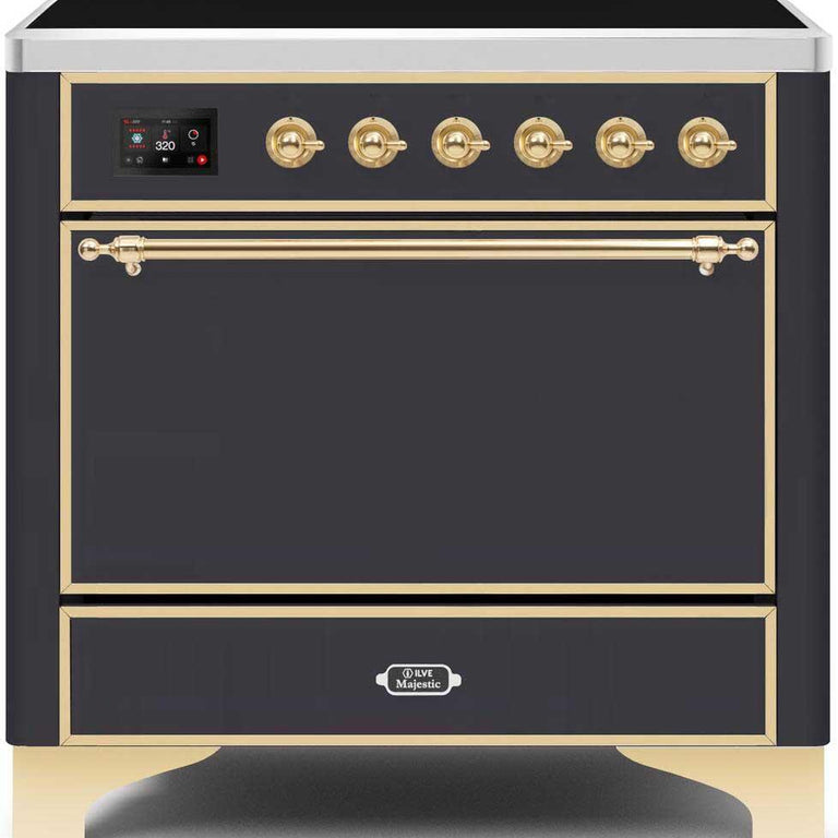 ILVE Majestic II 36" Induction Range in Matte Graphite with Brass Trim, UMI09QNS3MGG