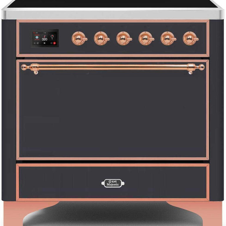 ILVE Majestic II 36" Induction Range in Matte Graphite with Copper Trim, UMI09QNS3MGP