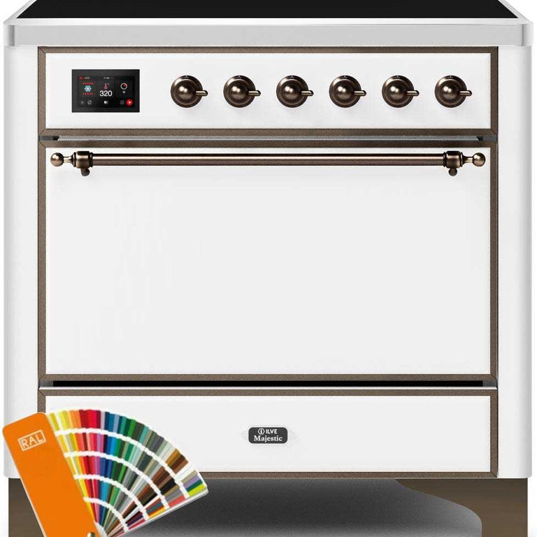 ILVE Majestic II 36" Induction Range in Custom RAL Color with Bronze Trim, UMI09QNS3RALB