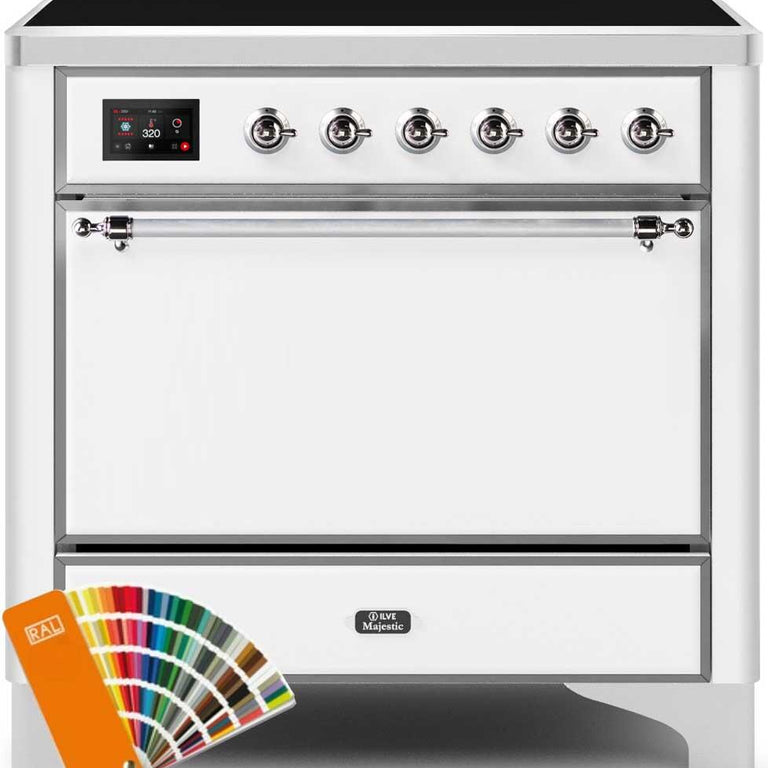 ILVE Majestic II 36" Induction Range in Custom RAL Color with Chrome Trim, UMI09QNS3RALC