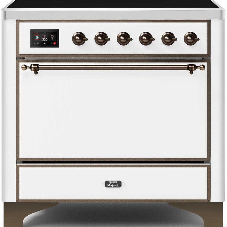 ILVE Majestic II 36" Induction Range in White with Bronze Trim, UMI09QNS3WHB