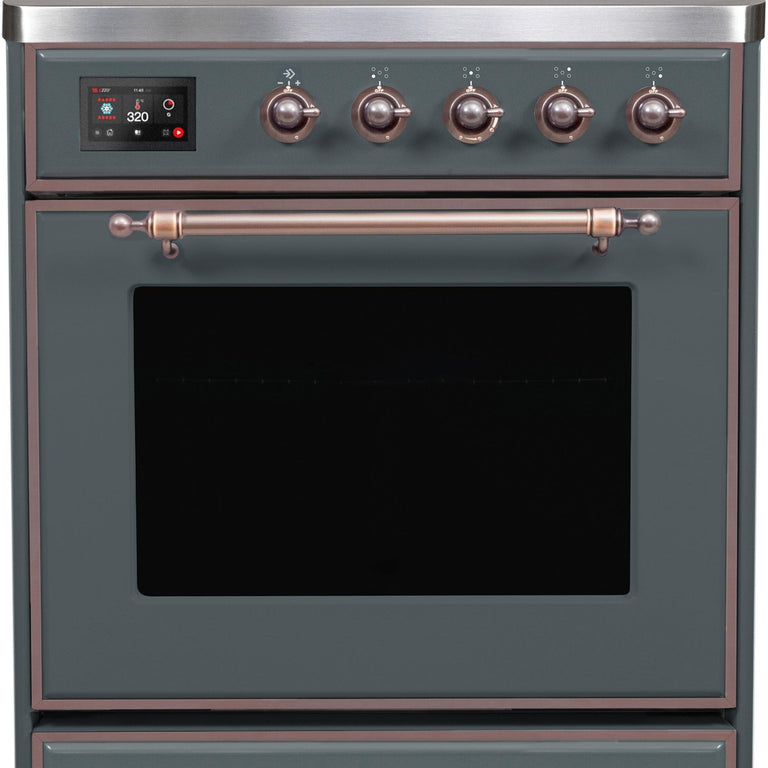 ILVE Majestic II 30" Induction Range in Blue Grey with Bronze Trim, UMI30NE3BGB
