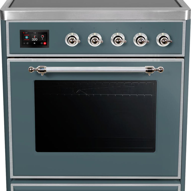 ILVE Majestic II 30" Induction Range in Blue Grey with Chrome Trim, UMI30NE3BGC